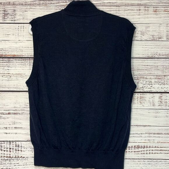 Orvis Merino Wool 1/4 Zip Sweater Vest Men’s Large Navy Blue Golf Fishing Hiking - Picture 3 of 9